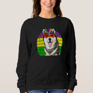 Sweatshirt Sibérie Husky Mardi Gras Party Perles de Masque de