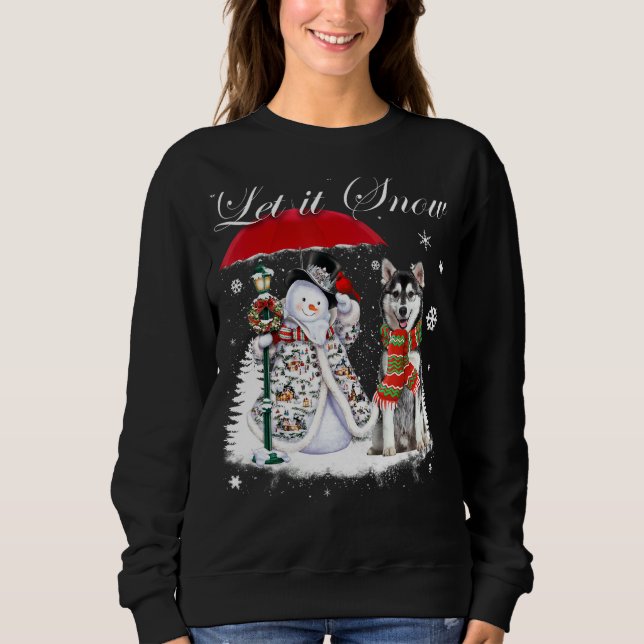 Sweatshirt Sibérie Husky Père Noël Chien Noël Snowman Xmas Pa (Devant)