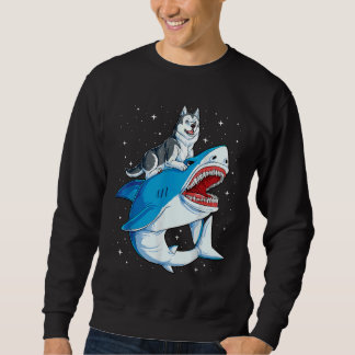 Sweatshirt Sibérie Husky Shark Jawsome Dog Space Galaxy