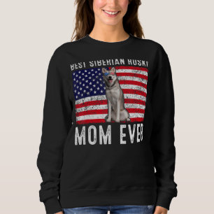 Sweatshirt Sibérien Husky Maman Américaine Drapeau Propriétai