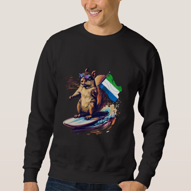 Sweatshirt Sierra Leone Drapeau de surf écureuil Sierra Léone (Devant)