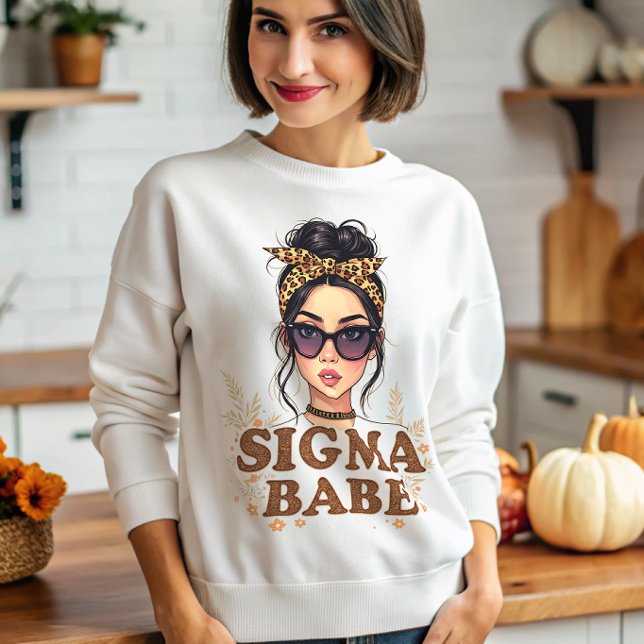 Sweatshirt Sigma Babe GenZ Leopard Messy Bun Womens Gen Z (Créateur téléchargé)