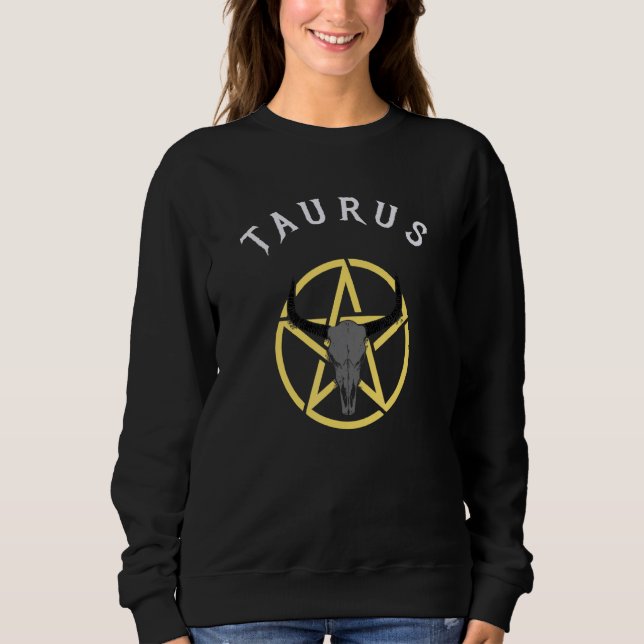 Sweatshirt SIGNE Astrologique Taurus Bull Et Pentacle Occulte (Devant)