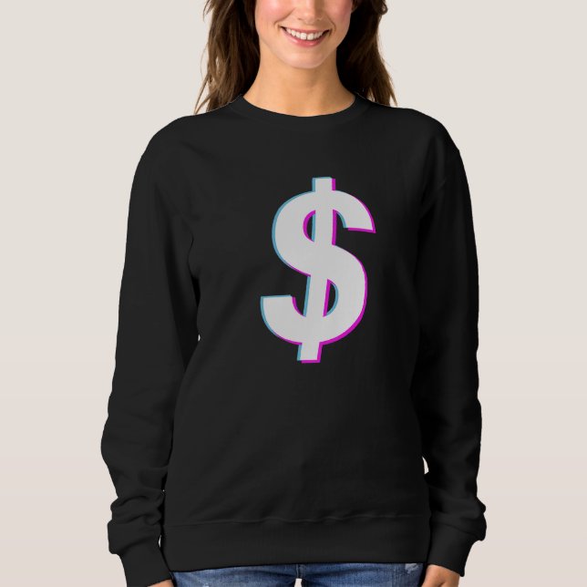 Sweatshirt Signe Dollar Vaporwave Glitch esthétique (Devant)