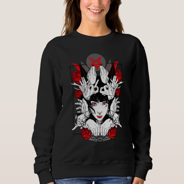 Sweatshirt Signe occulte à la main Pentagram Satan (Devant)