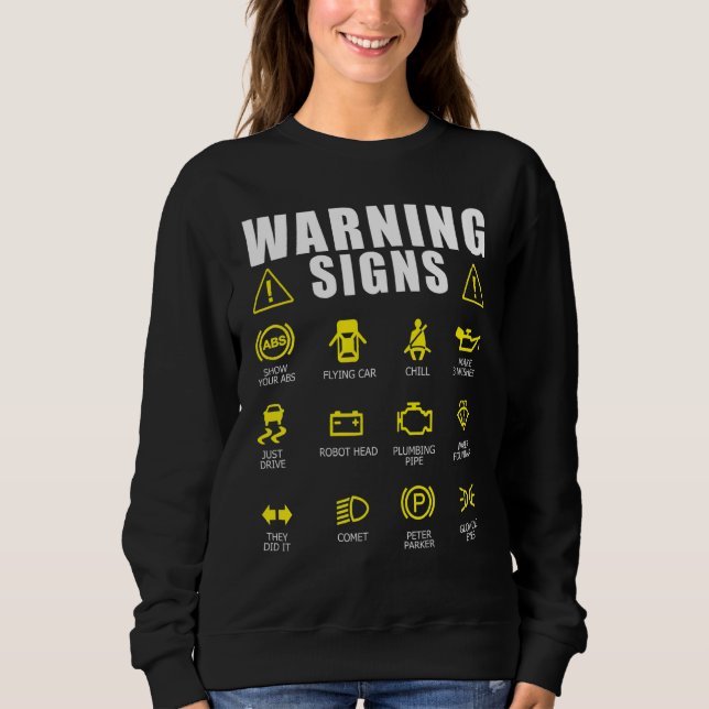 Sweatshirt Signes d'avertissement de réparation de voiture di (Devant)