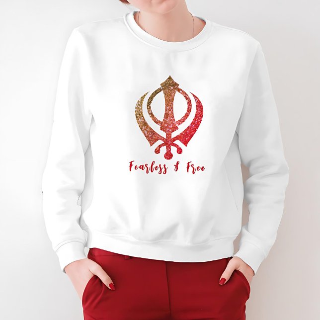 Sweatshirt Sikh Khanda "Sans peur et libre" (Créateur téléchargé)