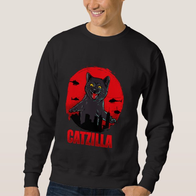 Sweatshirt Silhouette Catzilla- Funny Cats Cartoon Cool Desig (Devant)
