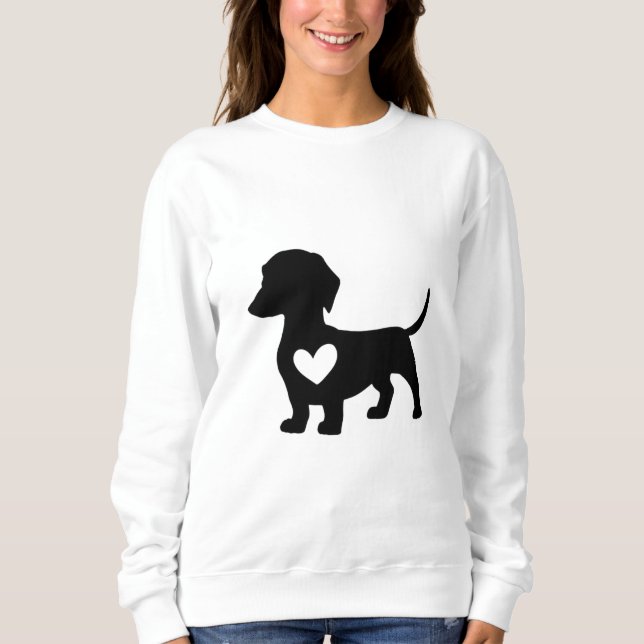 Sweatshirt Silhouette Dachshund avec coeur (Devant)