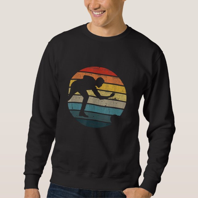 Sweatshirt Silhouette De Bowling Sur Un Coucher De Soleil Rét (Devant)