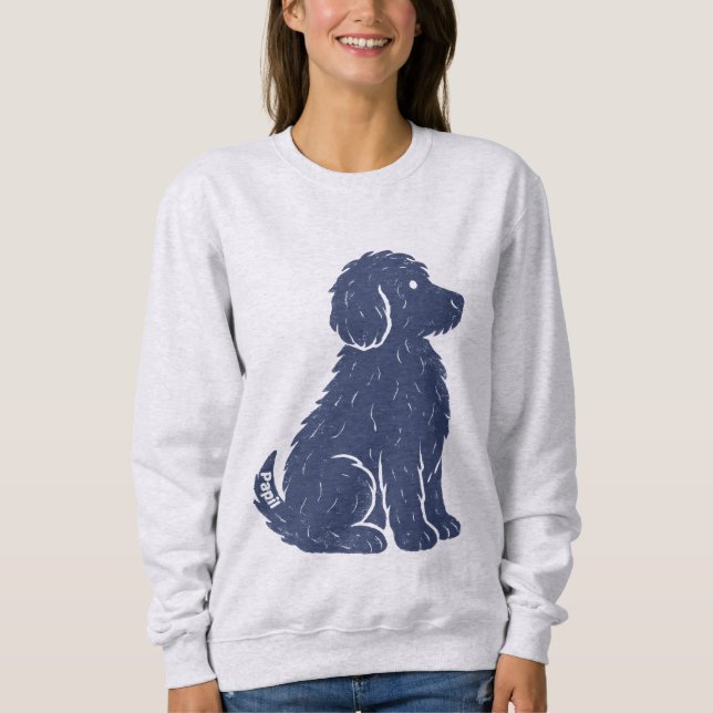 Sweatshirt Silhouette de chien bleu Art minimal (Devant)