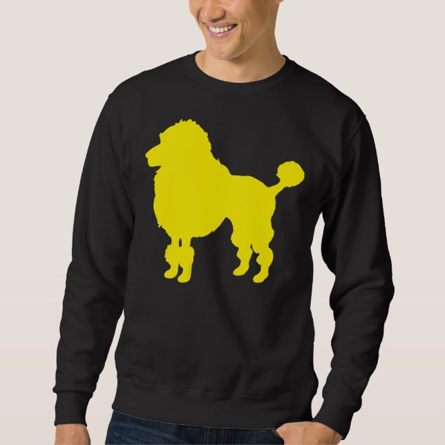 Sweatshirt Silhouette de chien de caniche jaune (Devant)