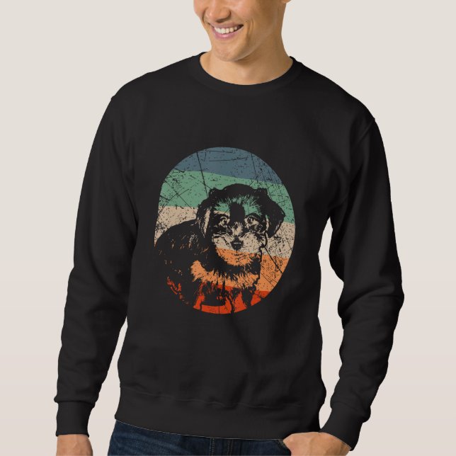 Sweatshirt Silhouette de chien rétro Morkie vintage (Devant)