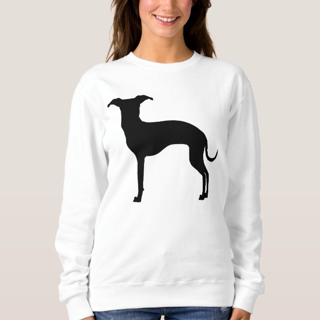 Sweatshirt Silhouette de lévrier italien noir (ou de votre co (Devant)