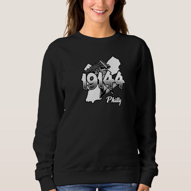 Sweatshirt Silhouette de Philadelphie avec code postal 19144  (Devant)