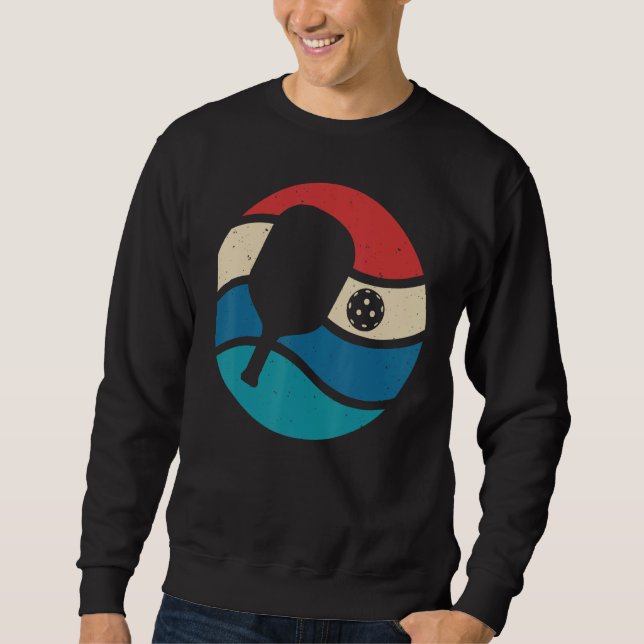 Sweatshirt Silhouette de Pickleball Rétro Vintage (Devant)