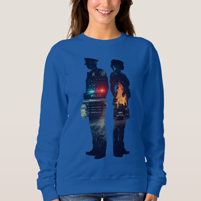 Sweatshirt Silhouette d'un couple d'agent de police et d'infi (Devant)