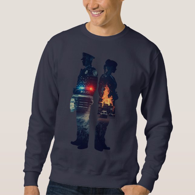 Sweatshirt Silhouette d'un couple d'agent de police et d'infi (Devant)