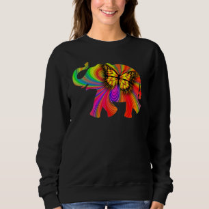 Sweatshirt Silhouette éléphant couleurs vives Mosaic Motif