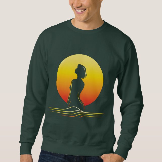Sweatshirt Silhouette féminine du coucher de soleil rétrograd (Devant)