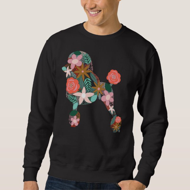 Sweatshirt Silhouette florale de caniche (Devant)