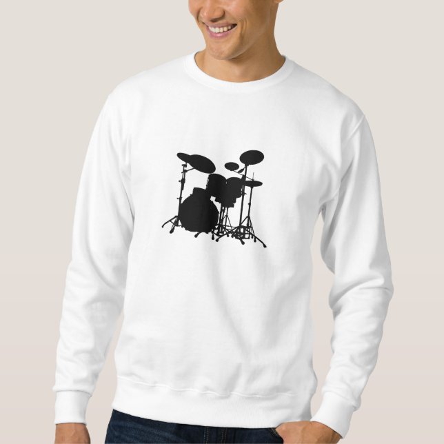 Sweatshirt Silhouette noire et blanche de kit de tambour - (Devant)