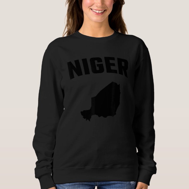 Sweatshirt Silhouette noire isolée d'une carte du Niger (Devant)