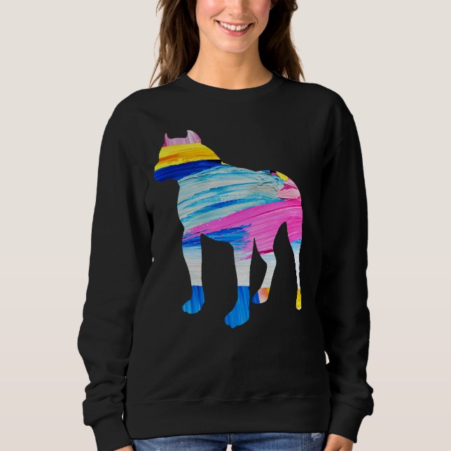 Sweatshirt Silhouette Peinte Pitbull (Devant)