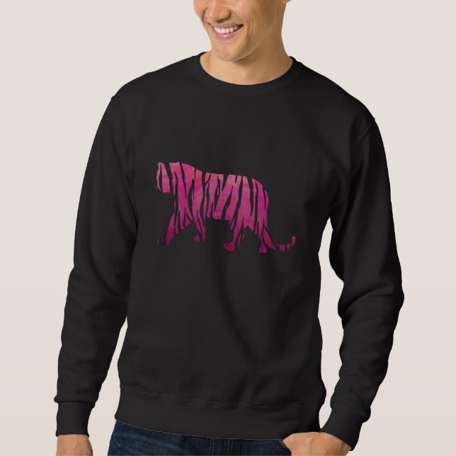 Sweatshirt Silhouette rose chaud et tigre noir (Devant)