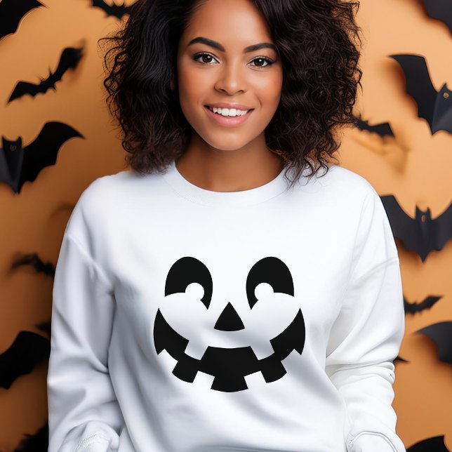 Sweatshirt Silhouette simple Citrouille sculpté Halloween (Please note: This image is a digital mockup.)