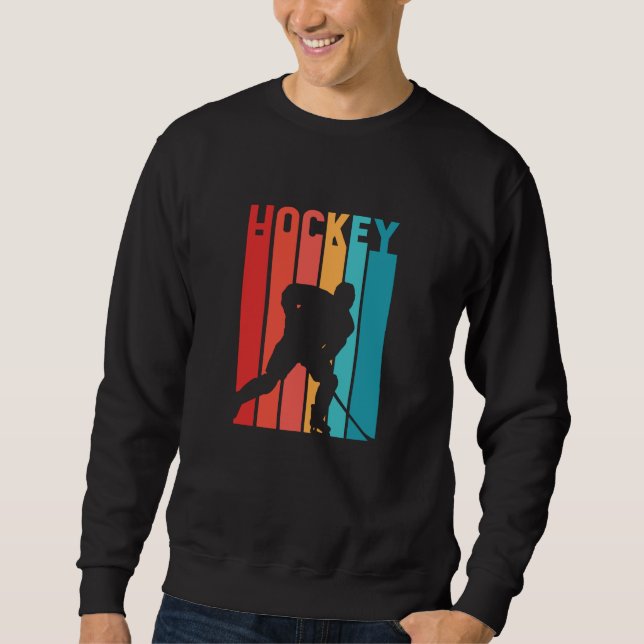 Sweatshirt Silhouette Vintage rétro de hockey sur glace (Devant)
