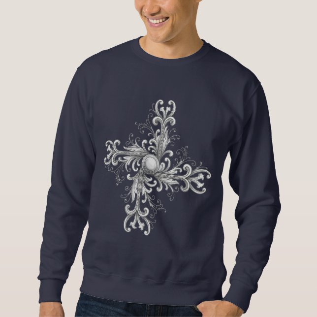 Sweatshirt Silver Filigree Pearl Quatrefoil (Devant)