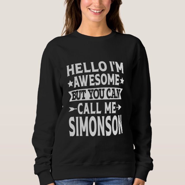Sweatshirt Simonson Nom Appelez-Moi Simonson Nom de famille (Devant)