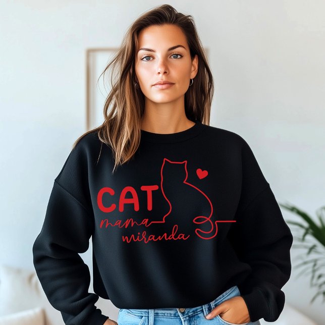 Sweatshirt Simple Cat Mom and Cat Paw Mothers Day (Créateur téléchargé)