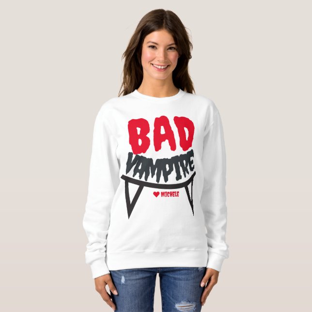 Sweatshirt Simple Happy Halloween famille et amis vampire (Devant entier)
