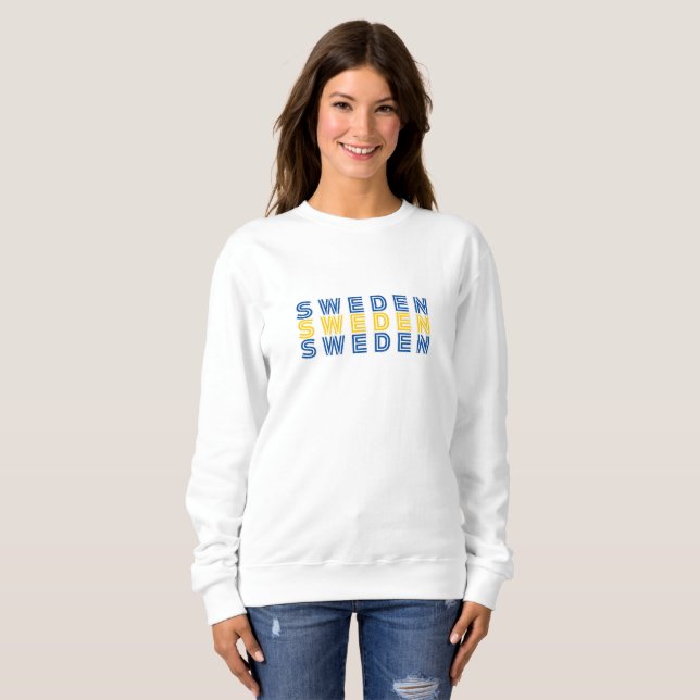 Sweatshirt Simple moderne Suède Suède Suède Drapeau Pays Souv (Devant entier)