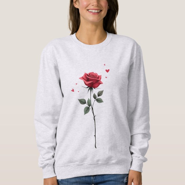 Sweatshirt Simple Red Rose Heart - Élégante Saint-Valentin (Devant)
