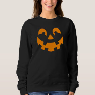 Sweatshirt Simple Visage de Citrouille Orange Halloween en Si