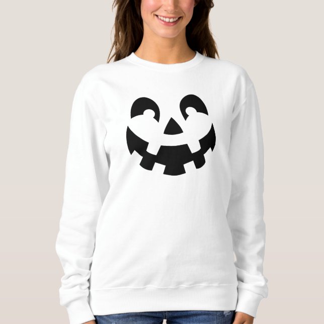 Sweatshirt Simple Visage de Citrouille Taillée en Silhouette  (Devant)