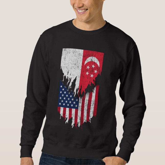 Sweatshirt Singapour Drapeaux américains arrachés Singapour (Devant)