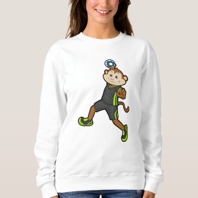Sweatshirt Singe à Handball joueur avec Handball (Devant)