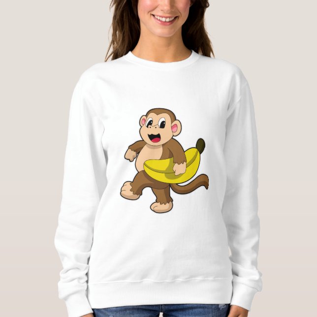 Sweatshirt Singe à la course avec banane (Devant)