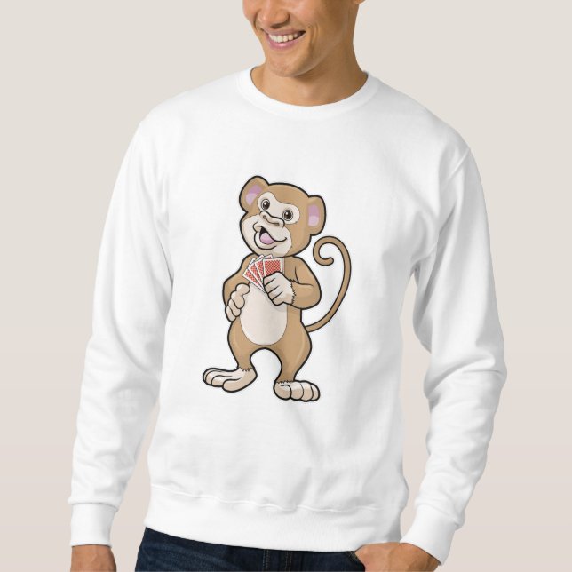 Sweatshirt Singe au Poker avec cartes de Poker (Devant)