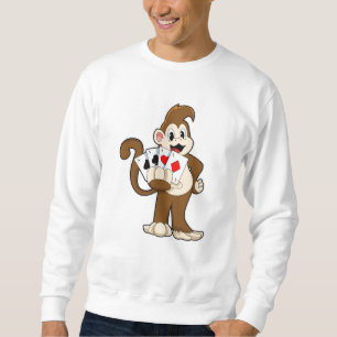 Sweatshirt Singe au Poker avec cartes de Poker