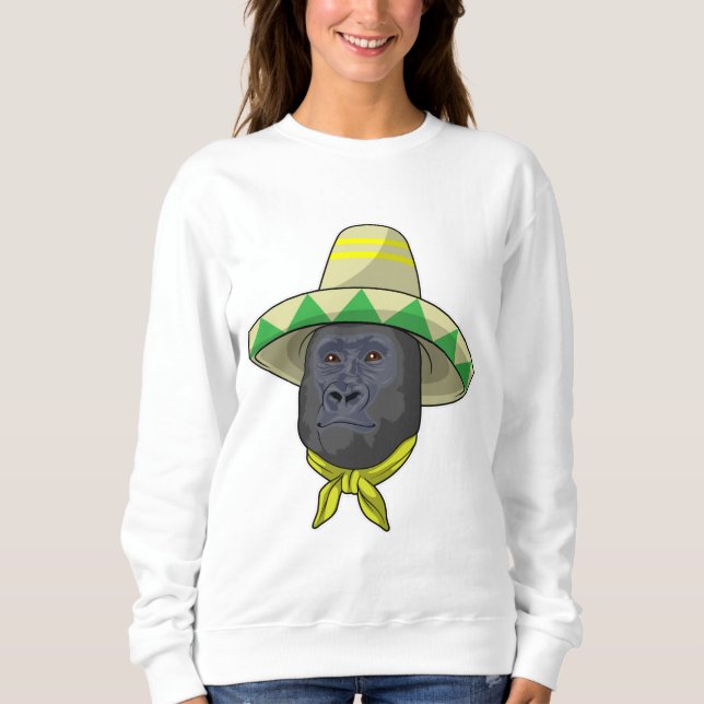 Sweatshirt Singe avec casquette de paille (Devant)