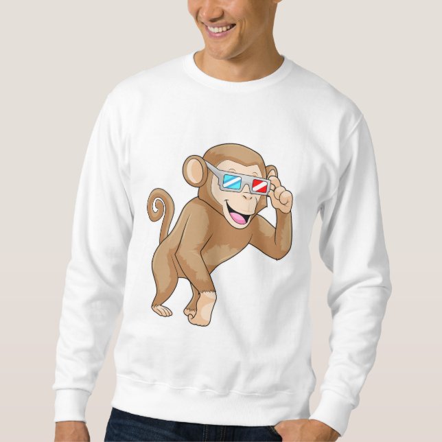 Sweatshirt Singe avec lunettes (Devant)