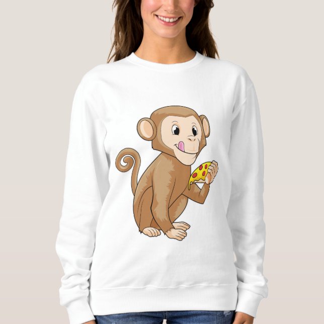 Sweatshirt Singe avec morceau de pizza (Devant)