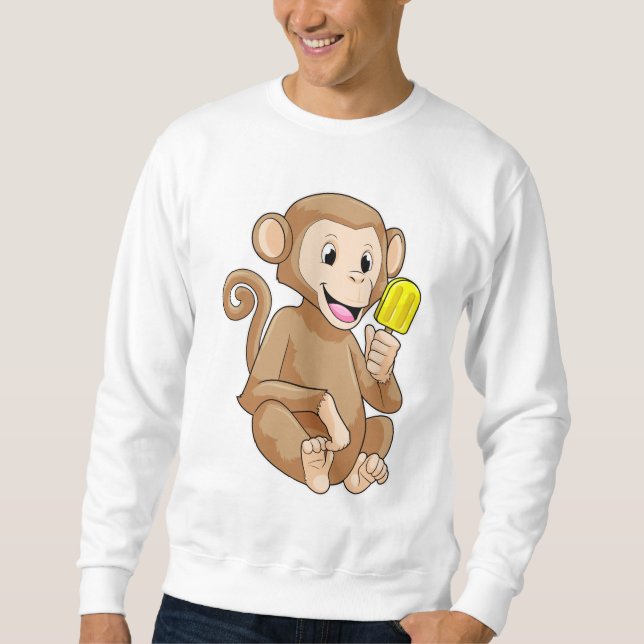 Sweatshirt Singe avec Popsicle (Devant)