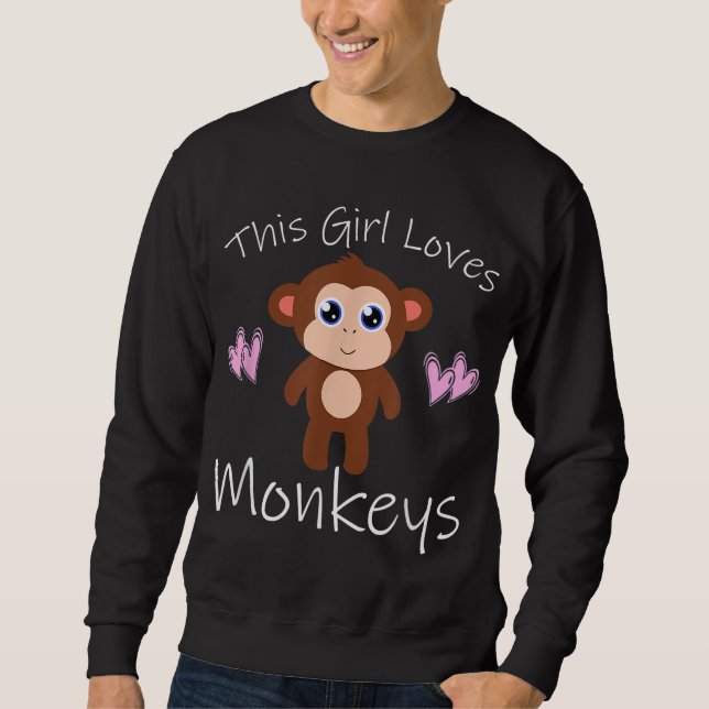 Sweatshirt Singe CETTE FILLE AIME LES SINGES Cadeau mignon (Devant)