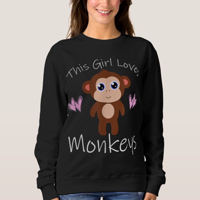 Sweatshirt Singe CETTE FILLE AIME LES SINGES Cadeau mignon (Devant)